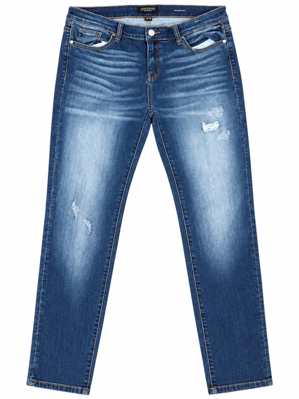 Judy Blue Women’s 15/32 Straight Leg Jeans Distressed Stretch Medium Wash denim